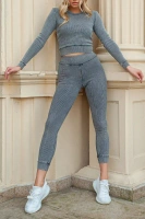 Sheila - Damska Bluzka Top szara z efektem sprania casual 'Space'