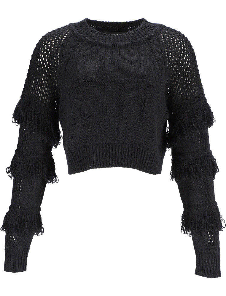 Sheila - Women's black short sweater with fringes 'Isla'