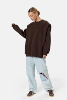 Sheila - Damska Bluza brązowa z zaznaczonymi ramionami 'Espresso'