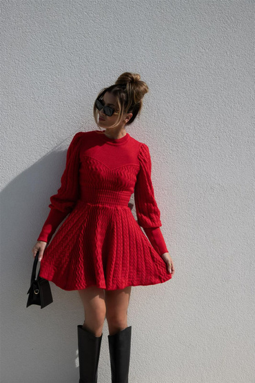 Sierra - czerwona dzianinowa sukienka 