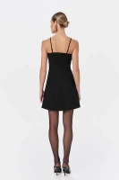 Sheila - Women's Classic Black Dress with Decorative Ruffles 'Crystal'