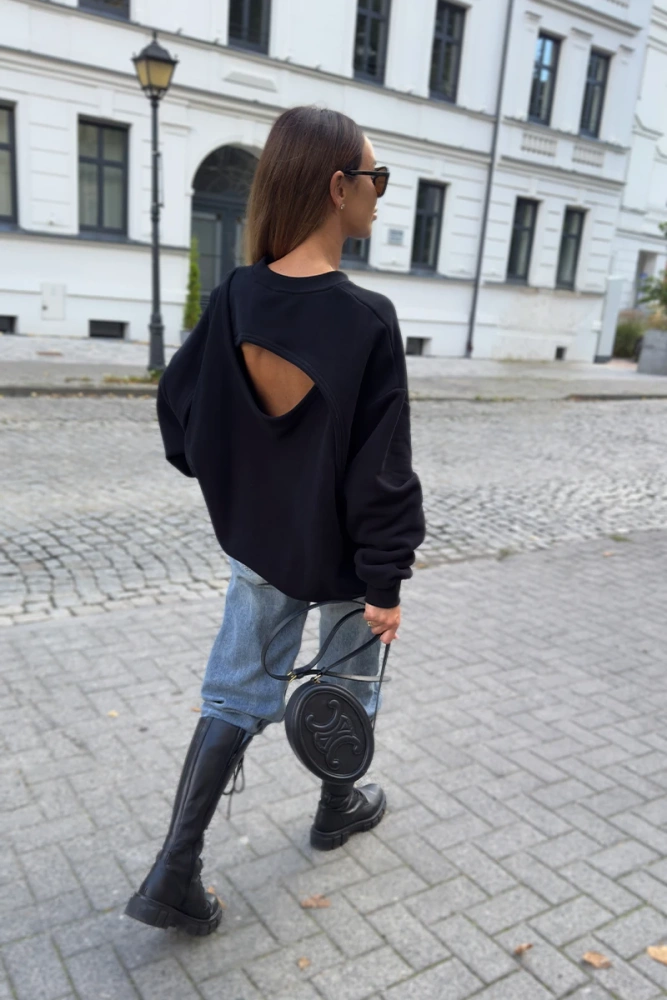 Sheila - Damska Bluza z wycięciem na plecach 'Black Velvet'