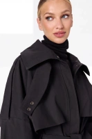 Sheila – Women’s black trench coat with a high collar “Maison”