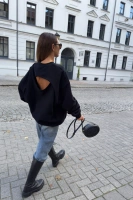 Sheila - Women's Back Cutout Sweatshirt ‘Black Velvet’
