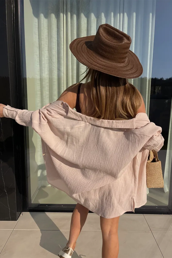Sheila - Damska koszula z bawełny beżowa 'Amara Beige'
